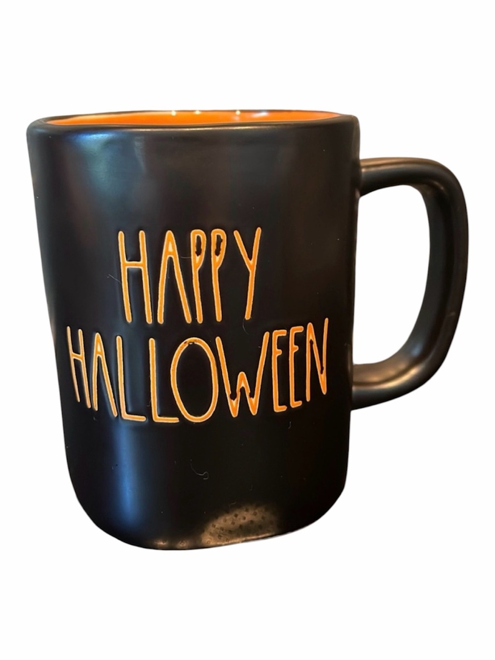 Rae Dunn “Happy Halloween” Mug Pumpkin Orange Matte Black Coffee Cup Handle Tea
